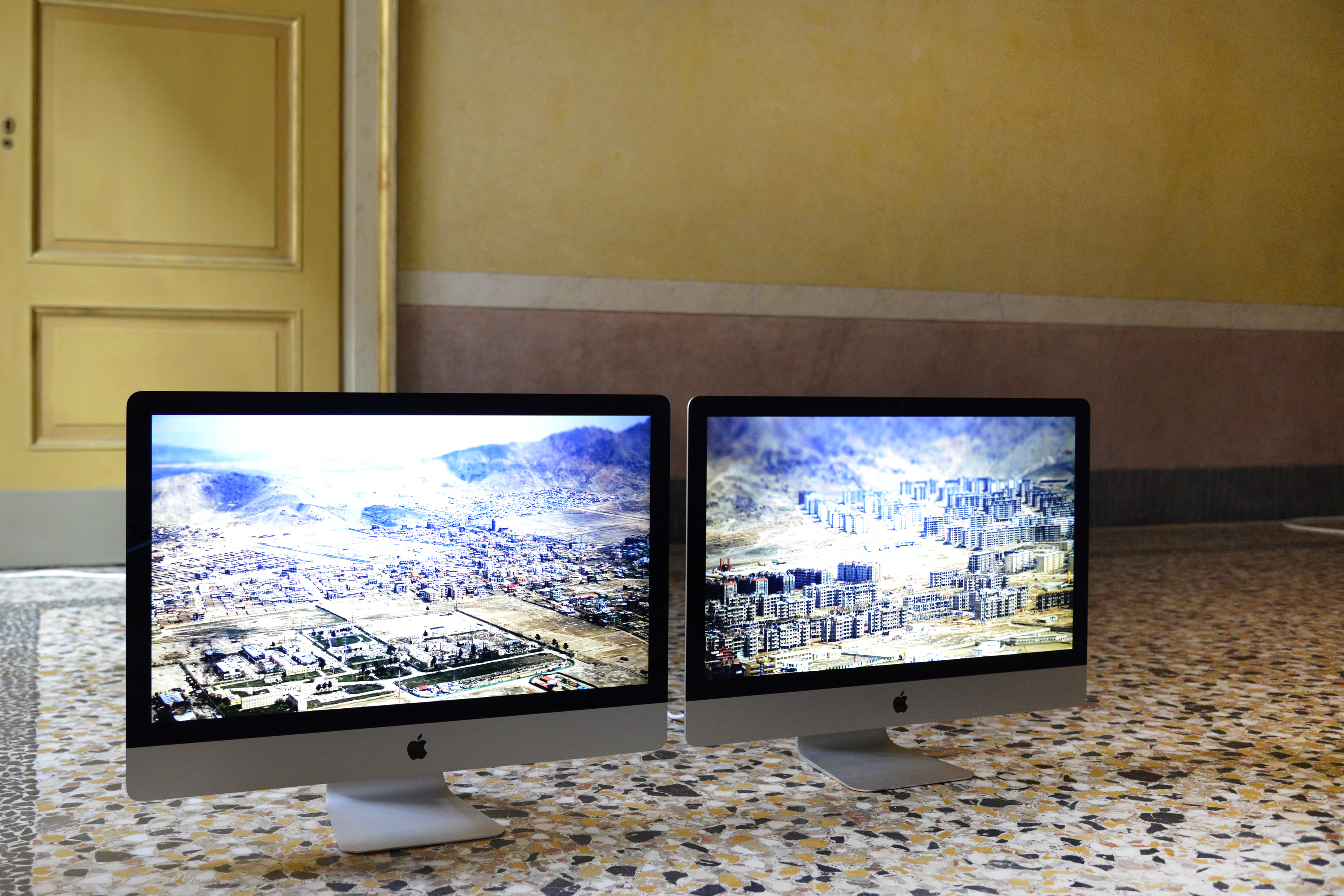 Massimo Grimaldi, EMERGENCY's Maternity Centre in Anabah, Photos Shown on Two Apple iMac Quad-Core i5s, 2014